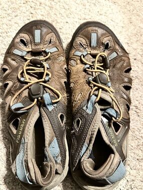 Merrell all out blaze sieve brown sugar & blue heaven size 8